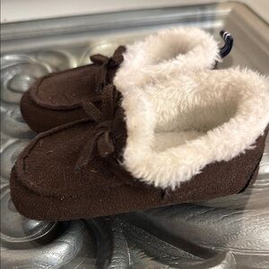 Nautica 4 Baby Mocassin Turtle Caye Cozy Brown Slippers with Faux Fur Lining